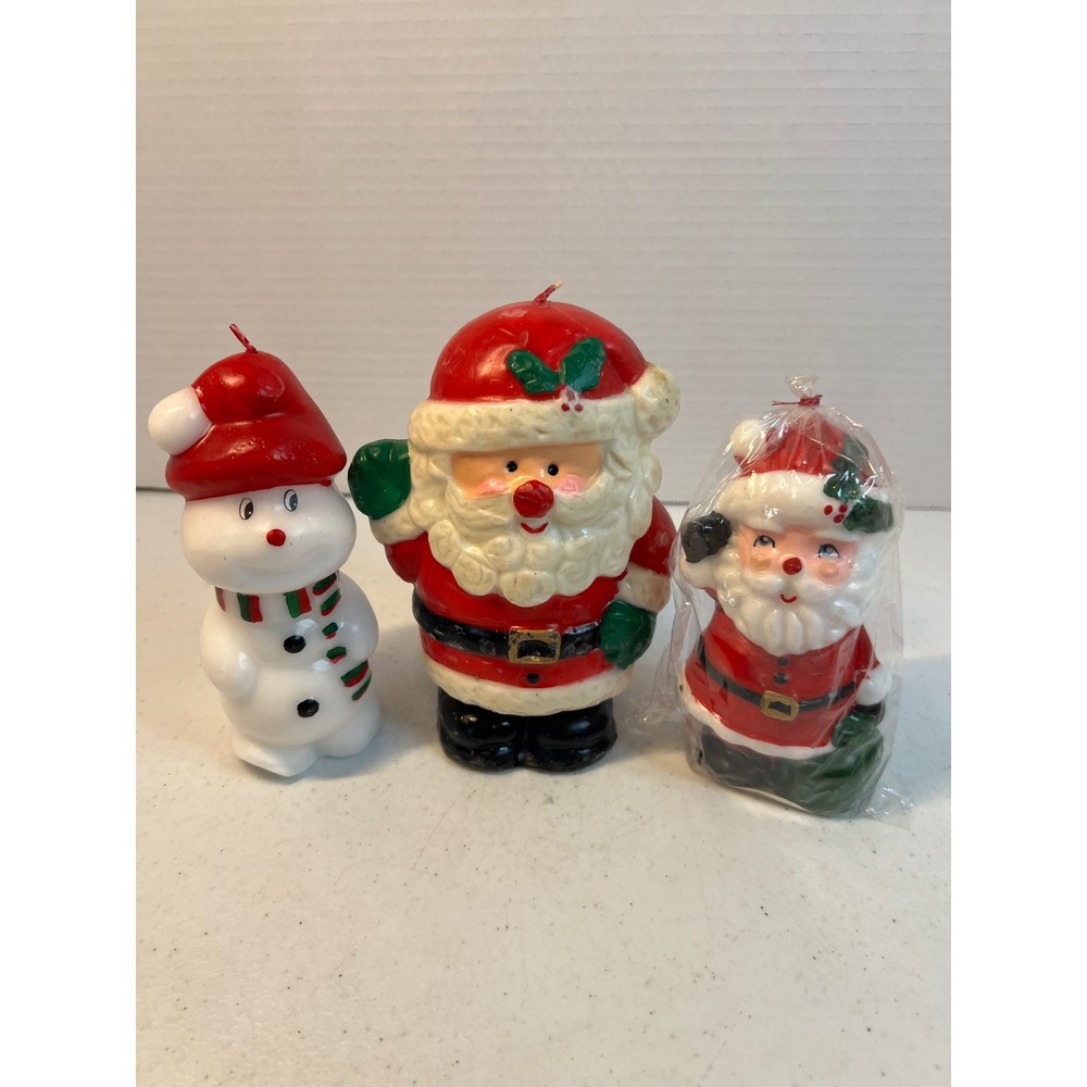 Vintage Christmas Candles‎ Lot Santa Claus Snowman SNP 1980 Holiday Decor